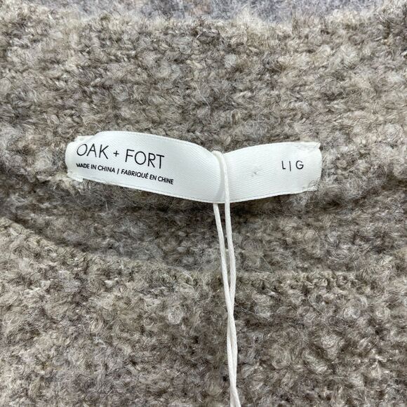 Oak + Fort Large NEW Taupe Sweater Polyester Wool Blend - Picture 3 of 5